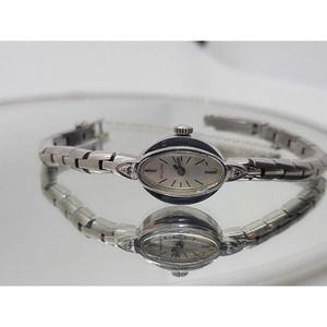 Vintage Rare Stainless And Diamond Chip Linked Mechanical Watch